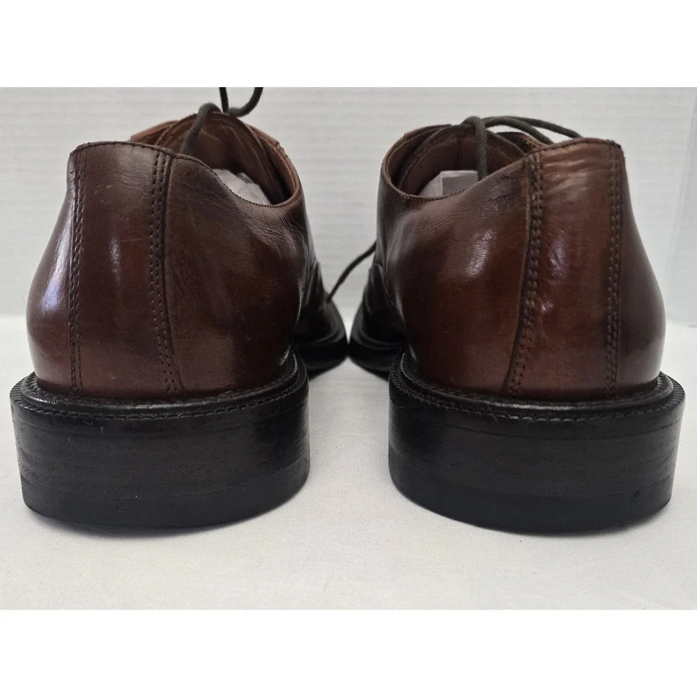 Johnston & Murphy Mens 8 M Brown Leather Oxford Dress Shoes Made In Italy GUC